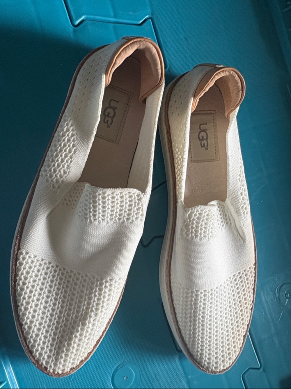 UGG Women's Cream Knit Slip-On Moccasins